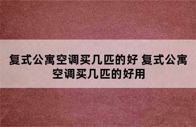 复式公寓空调买几匹的好 复式公寓空调买几匹的好用